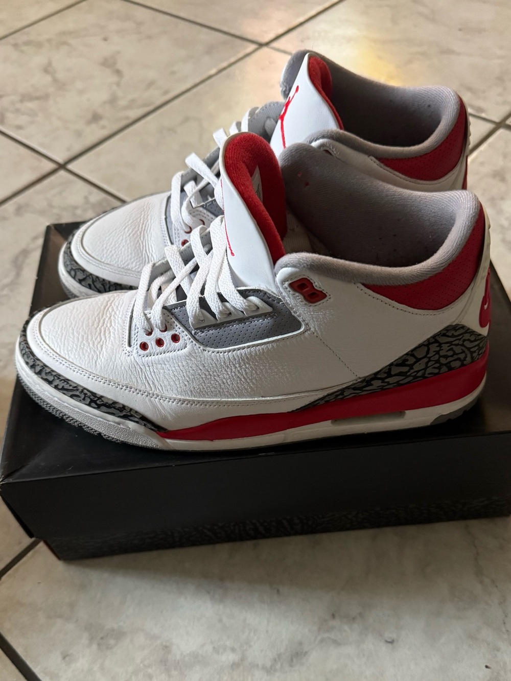 Jordan Retro 3’s White, Red and Gray Retro Basketball Sneakers - Picture 2 of 5
